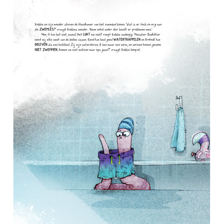 Robbie Regenworm op zwemles!